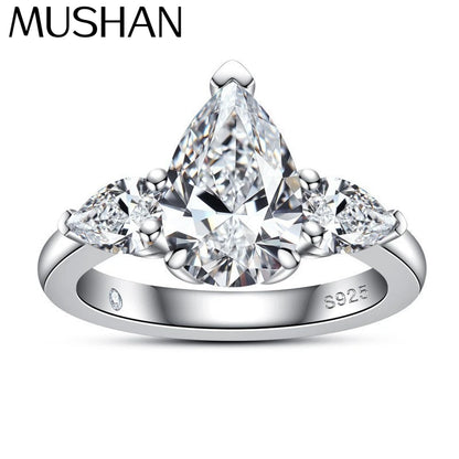 Anillo de compromiso de plata de ley 925 con moissanita VVS, marca MuShan, chapado en oro real de 18K, joyería con patente MST para mujer