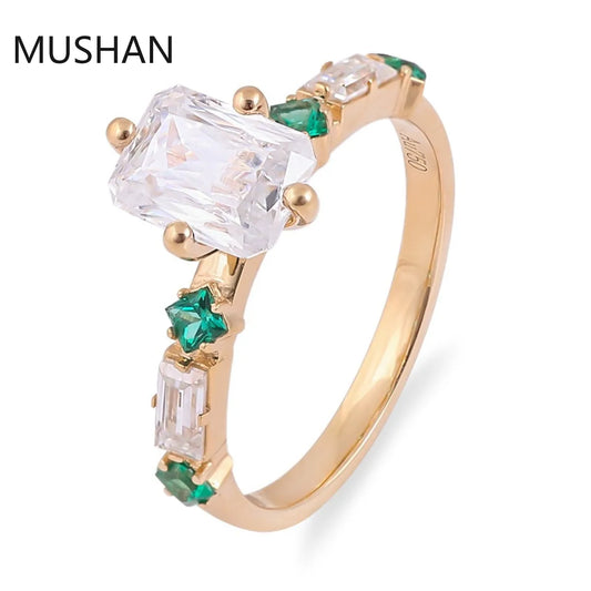 MUSHAN Luxury Custom 14K 18K Gold Rings Band Jewelry With Moissanite Diamond Lab Grown Gemstones Diamond Wedding Ring For Women