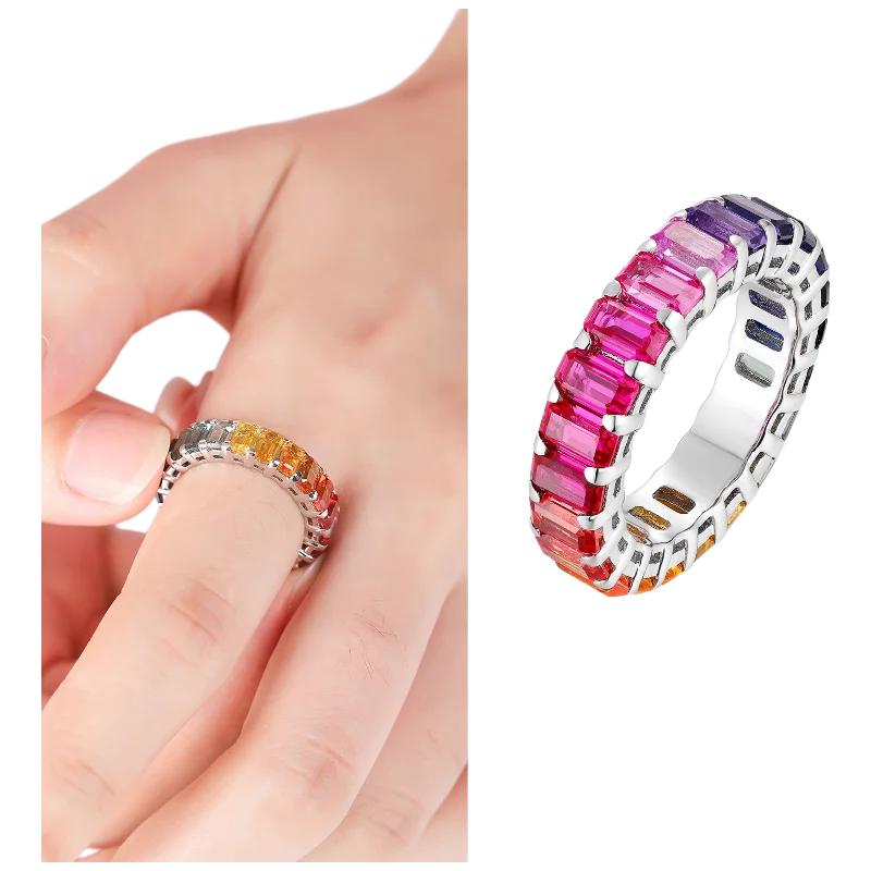MUSHAN Bespoke Jewelry 925 Sterling Silver Ring Lab Red Green Emerald Marquise Classic Ring for Women 18K Gold Plated Rings