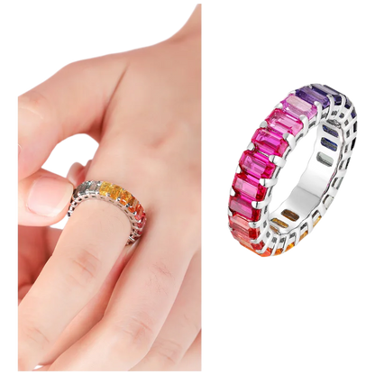 MUSHAN Bespoke Jewelry 925 Sterling Silver Ring Lab Red Green Emerald Marquise Classic Ring for Women 18K Gold Plated Rings