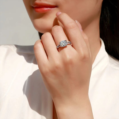 Anillo de lujo MUSHAN de plata de ley 925 para mujer, con diamante de moissanita color D y esmeralda, certificado por GRA, joyería fina