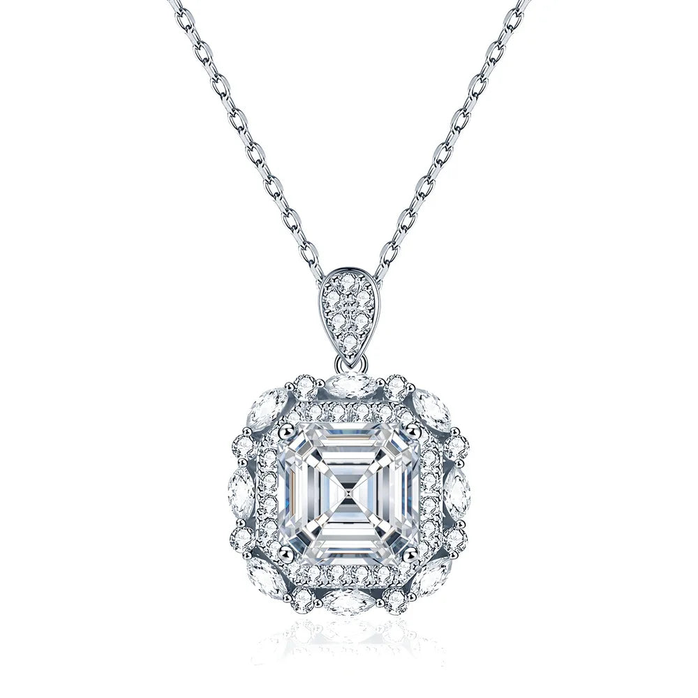 Collar de 16 pulgadas de plata de ley 925 marca MuShan con moissanita ovalada, exquisito para novia, chapado en oro de 18K, patente MST
