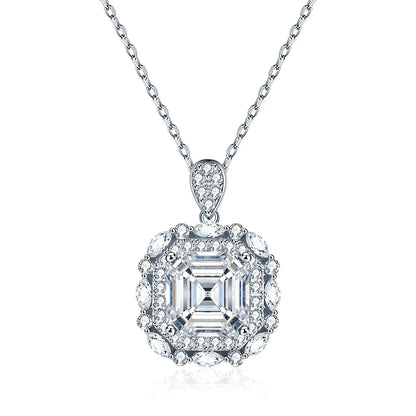 Collar de 16 pulgadas de plata de ley 925 marca MuShan con moissanita ovalada, exquisito para novia, chapado en oro de 18K, patente MST