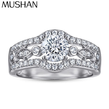 MuShan Jewelry 925 Sterling Silver Rings Bands Rings Bands Ring 5A Cubic Zirconia Valentine Engagement Anniversary  Women Gift
