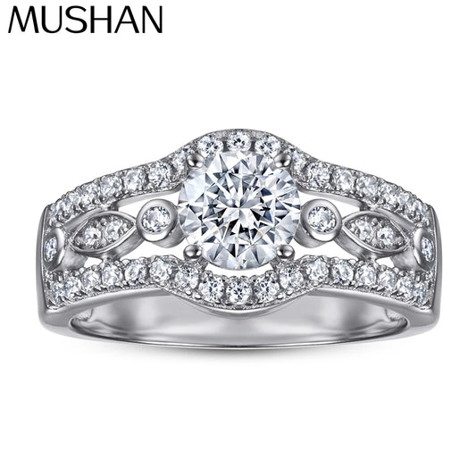 Bague en argent sterling 925 MuShan Jewelry, anneau avec zircon cubique 5A, cadeau pour femme pour la Saint-Valentin, fiançailles ou anniversaire