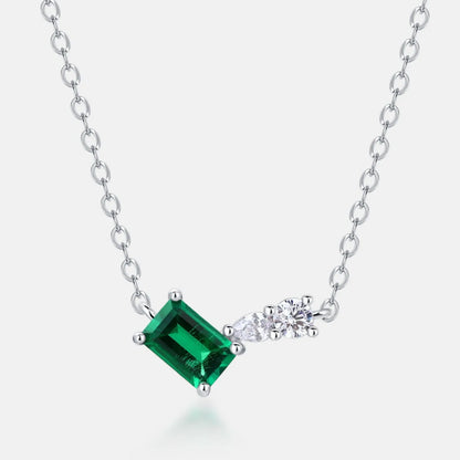 MUSHAN Luxury Jewelry 925 Sterling Silver Chain Pendant Necklace Lab Grown Emerald Ruby Gemstones Necklaces Pendants GRC Jewelry