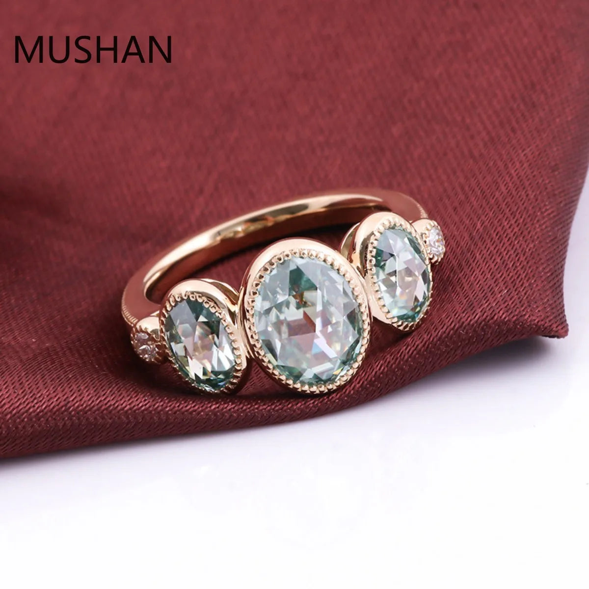 MUSHAN Luxury Custom 14K 18K Gold Rings Band Jewelry With Moissanite Diamond Lab Grown Gemstones Diamond Wedding Ring For Women