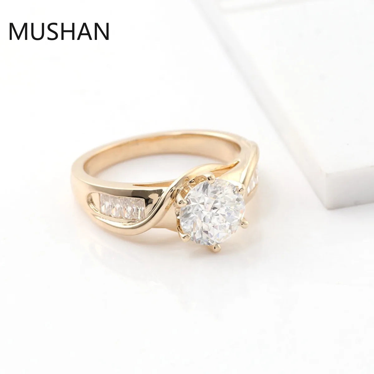 MUSHAN Luxury Custom 14K 18K Gold Rings Band Jewelry With Moissanite Diamond Lab Grown Gemstones Diamond Wedding Ring For Women
