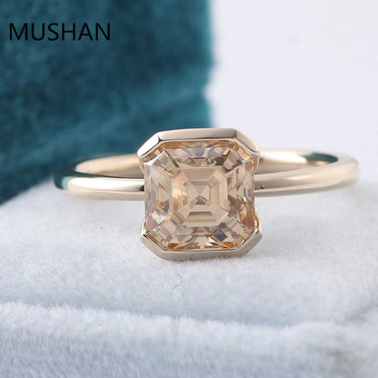 MUSHAN Luxury Custom 14K 18K Gold Rings Band Jewelry With Moissanite Diamond Lab Grown Gemstones Diamond Wedding Ring For Women