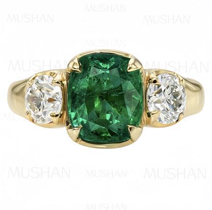 MUSHAN Custom Jewelry 925 Sterling Silver Ring Band Lab Grown Ruby Emerald Sapphire Ring for Women 18K Gold Plated Wedding Rings
