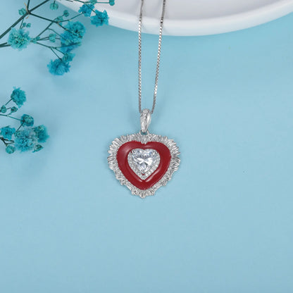 Collar de plata de ley 925 MUSHAN Bespoke Jewelry, collar de compromiso con zafiro rojo de laboratorio en corte cojín para mujer, bañado en oro de 18K