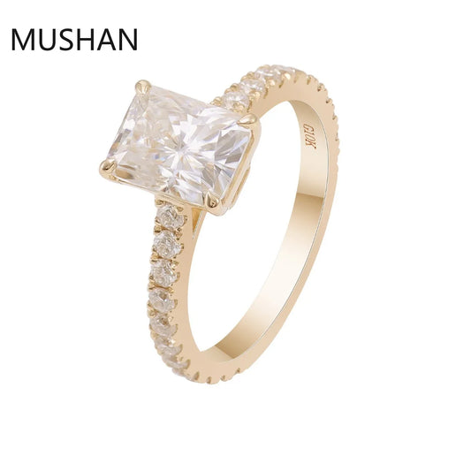 MUSHAN Luxury Custom 14K 18K Gold Rings Band Jewelry With Moissanite Diamond Lab Grown Gemstones Diamond Wedding Ring For Women