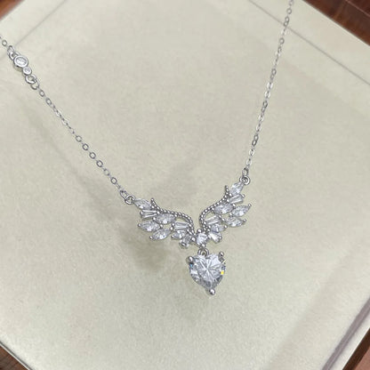 MuShan Designer Jewelry 925 Sterling Silver Chain Pendant Solitaire Heart Moissanite for Her Gold Vermeil MST Patent GRA