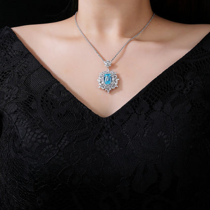 MuShan Jewelry 925 Sterling Silver Necklace 5A CZ Gemstones HCD Gemstones Luxury 925 Sterling Silver Necklace Accessories