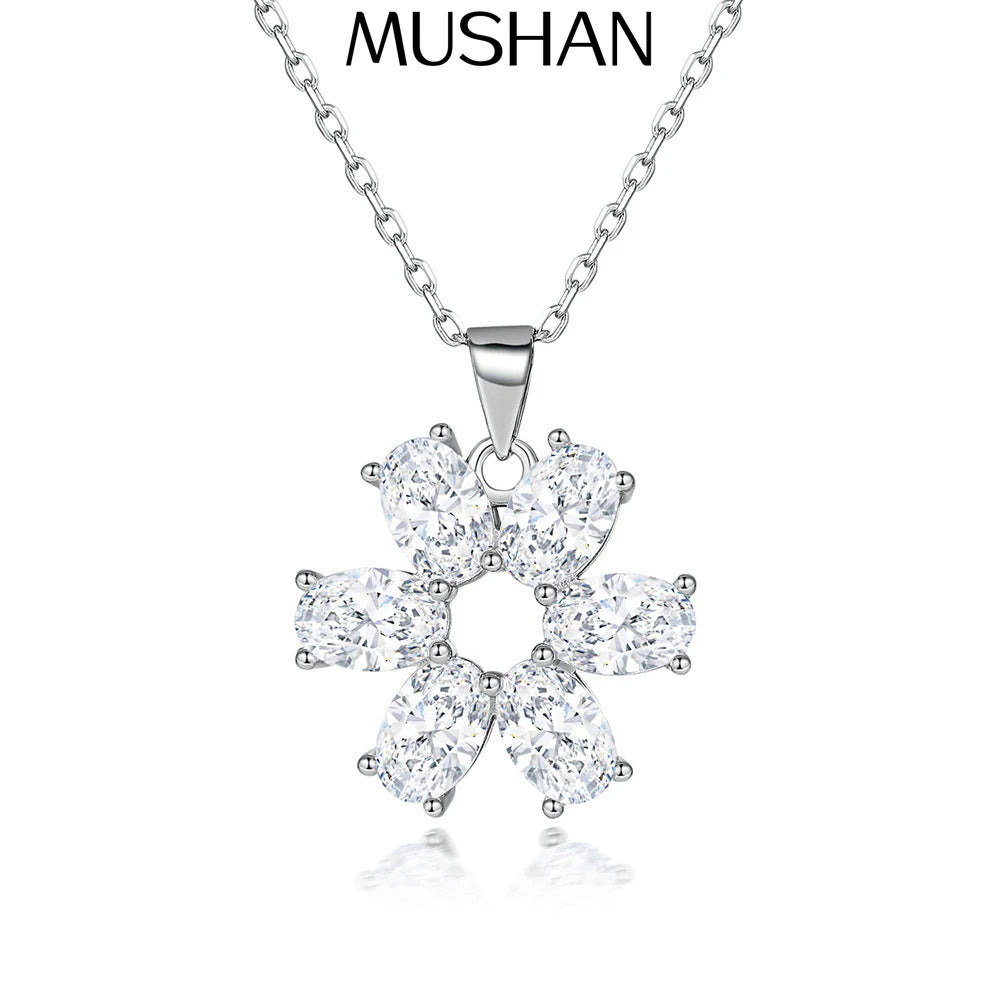 Collar de plata de ley 925 de MuShan Luxury Jewelry con circonita 5A, cruz de promesa para niñas, colgante de joyería premium bañado en rodio
