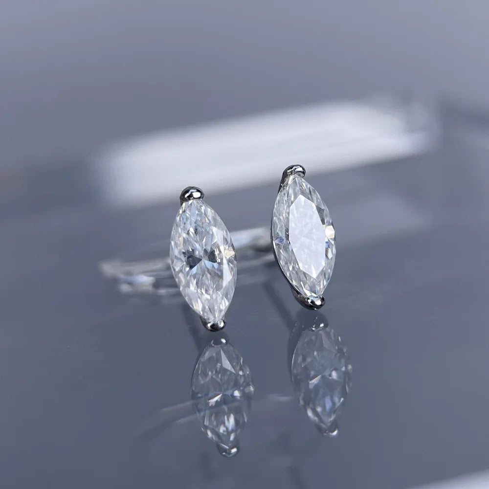 MuShan Luxury Jewelry 925 Sterling Silver Stud Earrings Boho Princess Moissanite Proposal for Fiancee Platinum Plated MST Patent