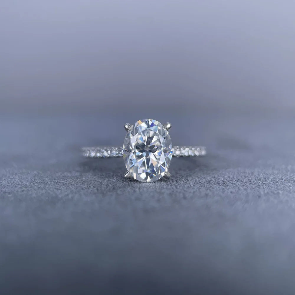 MuShan Designer Jewelry 925 Sterling Silver Ring Moissanite Elegant Ring for Girlfriend 18K Gold Plated MST Patent GRA Rings