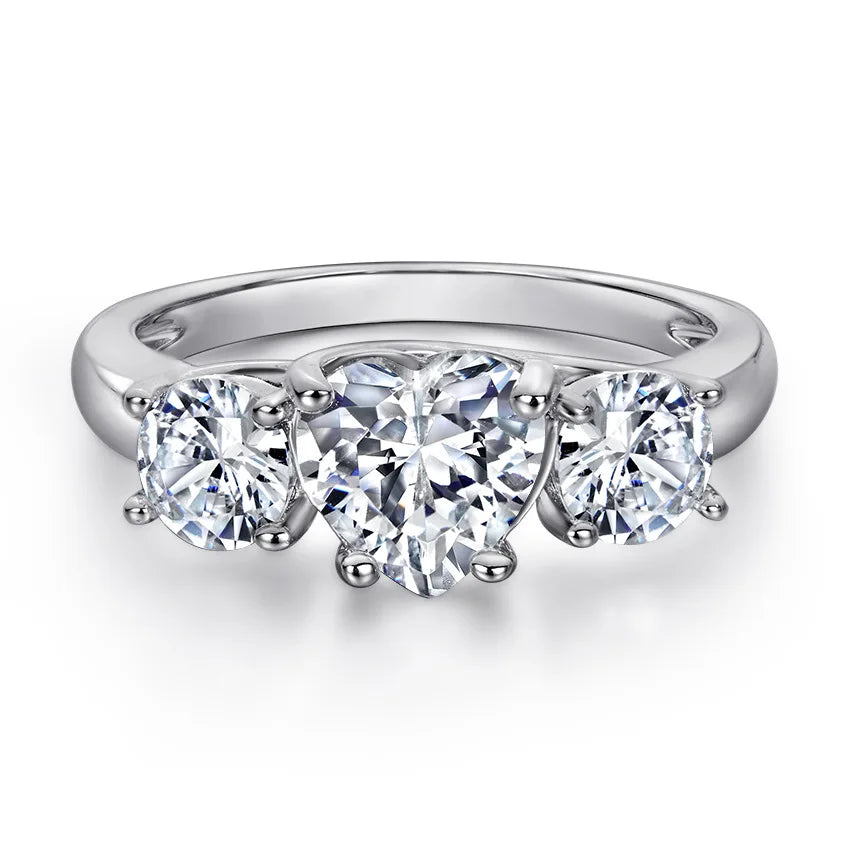 MuShan Jewelry 925 Sterling Silver Rings Bands Engagement Ring 5A Cubic Zirconia Valentine Premium Anniversary  Women Gift