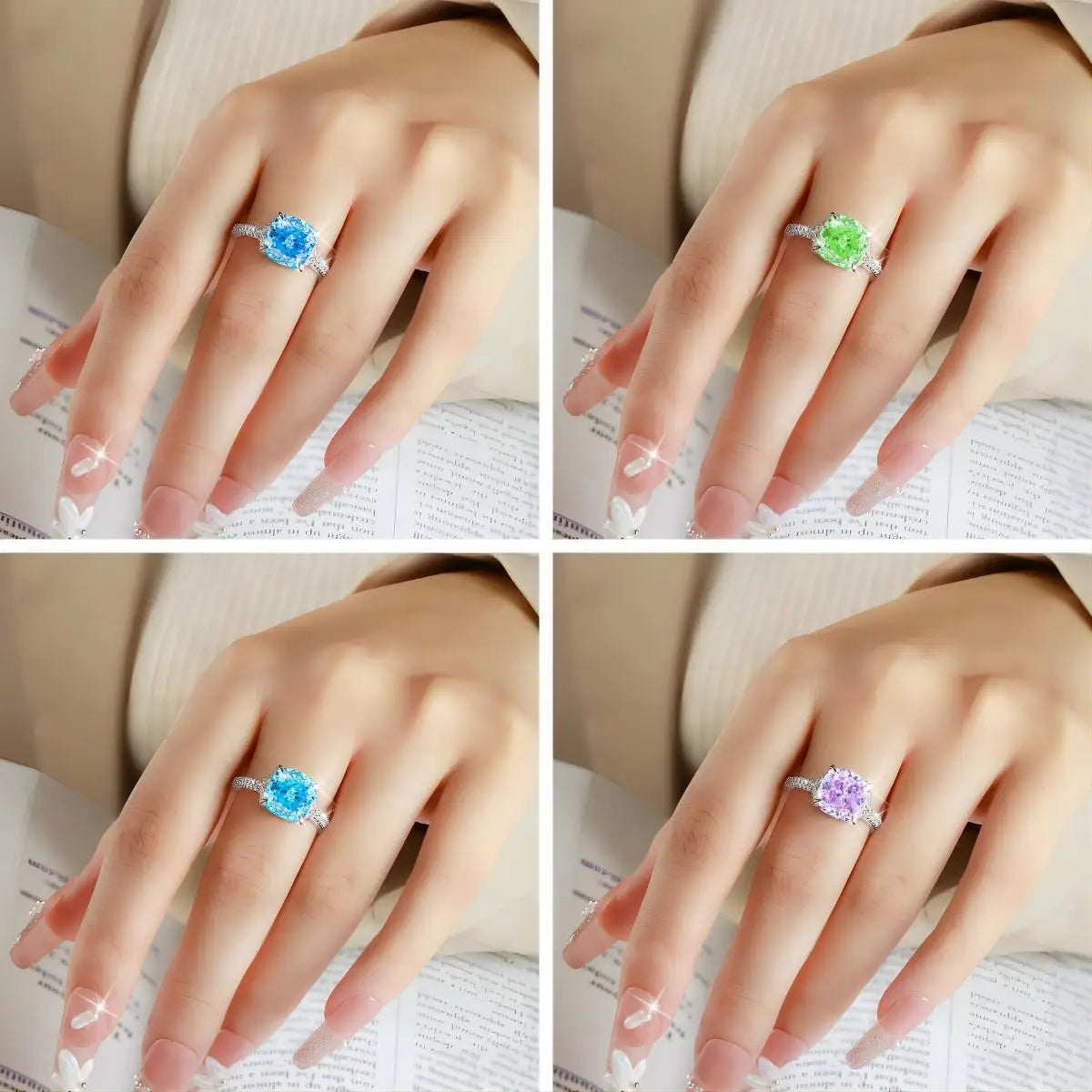 Anillo de plata de ley 925 de MuShan Jewelry, alianza de boda, diamante de alto carbono, regalo para mejor amiga, regalo para novia, anillos para mujer, joyería fina