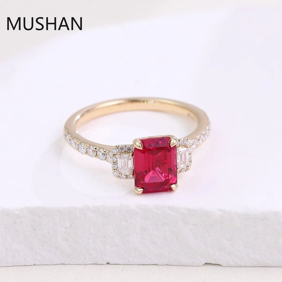 MUSHAN Luxury Custom 14K 18K Gold Rings Band Jewelry With Moissanite Diamond Lab Grown Gemstones Diamond Wedding Ring For Women