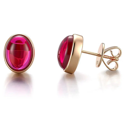 MUSHAN Custom Jewelry 10k 14k 18k Gold Stud Earrings Luxury Lab Grown Ruby Women Wedding Anniversary Earrings Stud Ear Pin Jewel