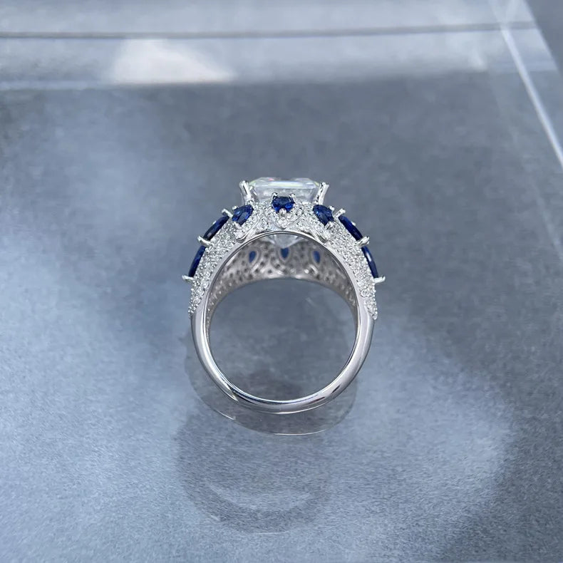 Anillo de plata de ley 925 marca MuShan con diamante de moissanita, anillo formal para esposa, chapado en oro auténtico de 18 quilates, anillos con patente MST