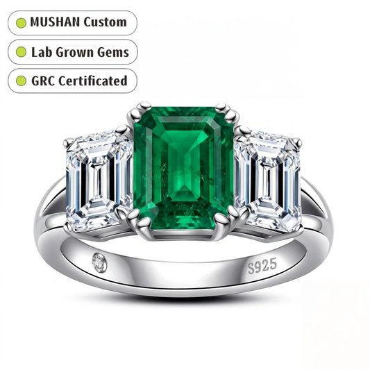 MUSHAN Custom Jewelry 925 Sterling Silver Ring Band 3 ct Lab Grown Gemstones Ruby Emerald Sapphire Sunflower Rings Jewelry