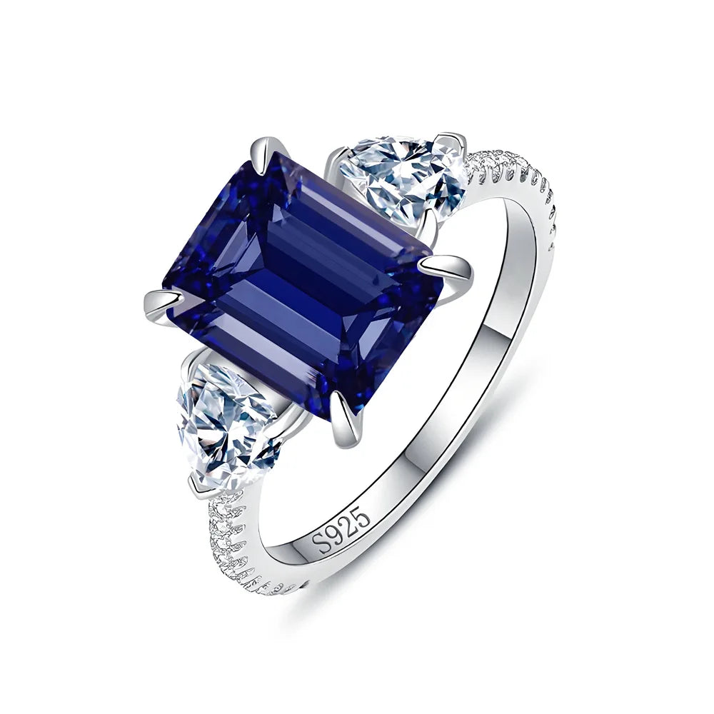 MuShan Jewelry 925 Sterling Silver Ring Wedding Band HCD Gemstones Minimalist Style Glamorous Style Women Rings Fine Jewelry