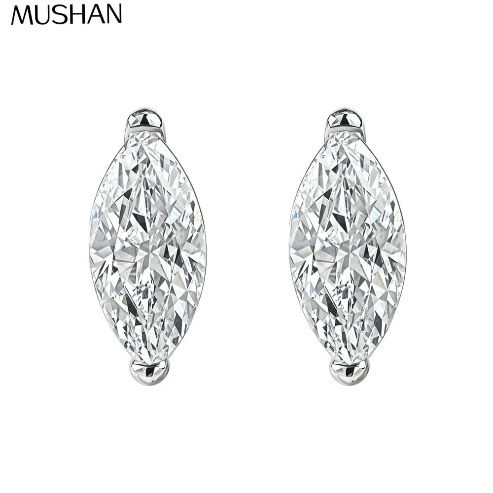 MuShan Luxury Jewelry 925 Sterling Silver Stud Earrings Boho Princess Moissanite Proposal for Fiancee Platinum Plated MST Patent