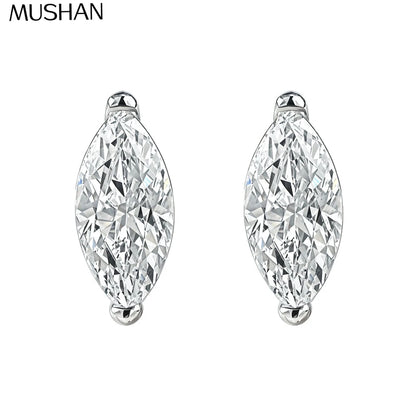MuShan Luxury Jewelry 925 Sterling Silver Stud Earrings Boho Princess Moissanite Proposal for Fiancee Platinum Plated MST Patent