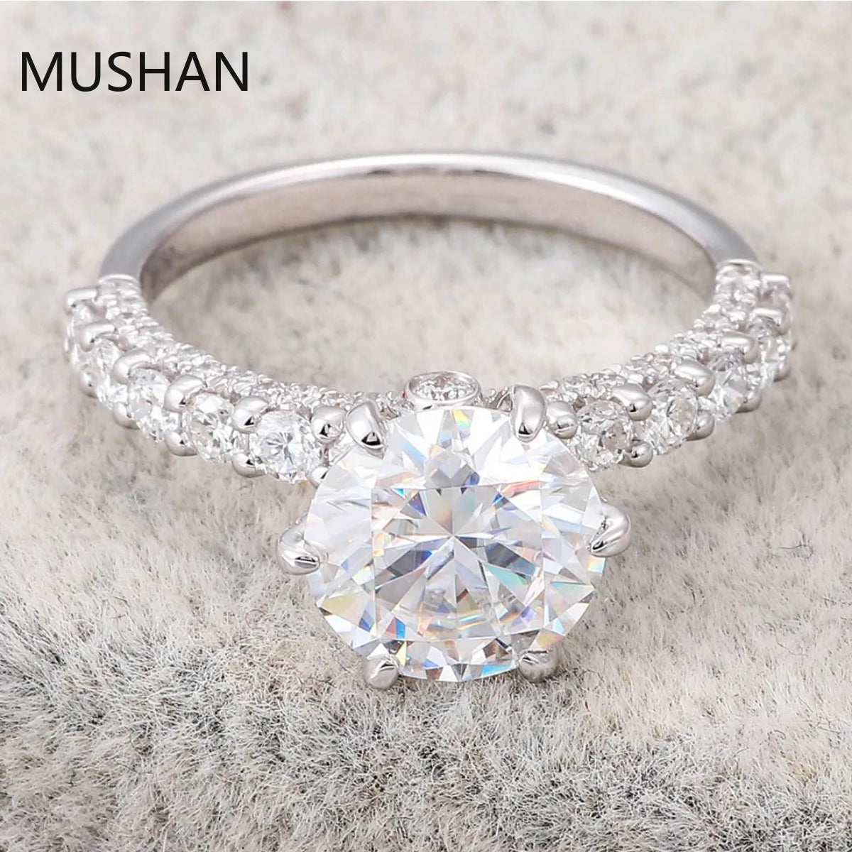 MUSHAN Luxury Custom 14K 18K Gold Rings Band Jewelry With Moissanite Diamond Lab Grown Gemstones Diamond Wedding Ring For Women