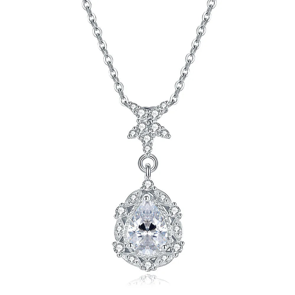 MuShan Jewelry 925 Sterling Silver Necklace Pendant Chain HCD Gemstones Engagement Party Classic Style Women Necklaces Jewelry