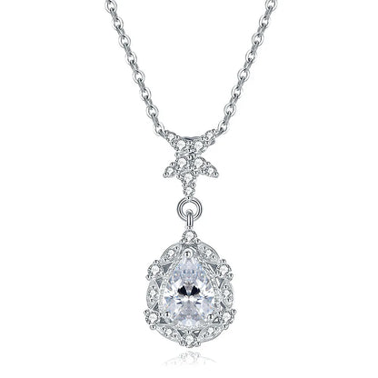 MuShan Jewelry 925 Sterling Silver Necklace Pendant Chain HCD Gemstones Engagement Party Classic Style Women Necklaces Jewelry