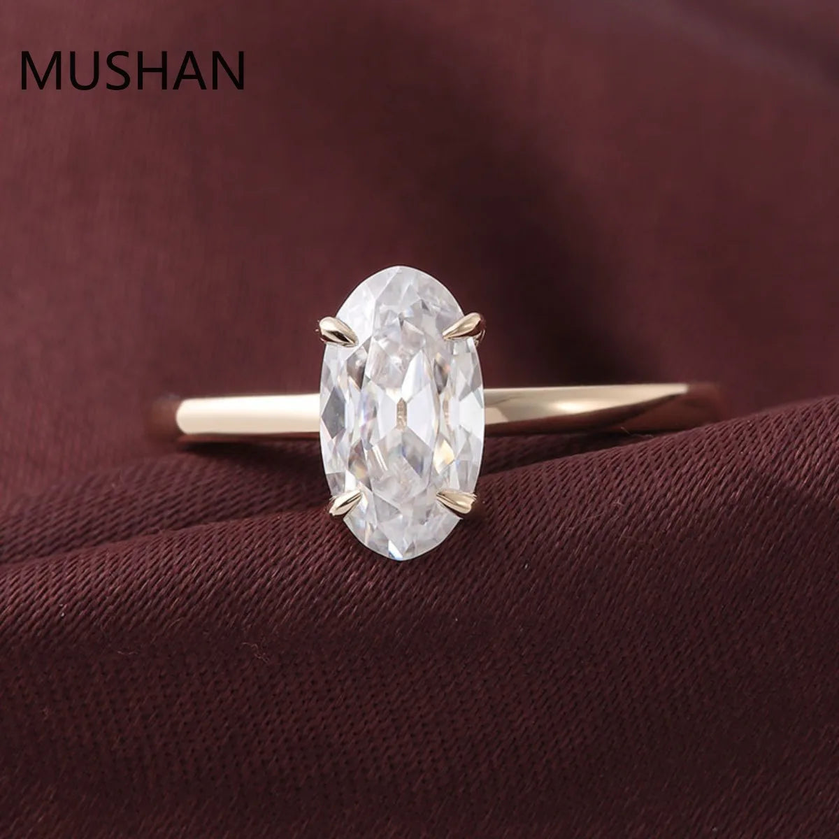 MUSHAN Luxury Custom 14K 18K Gold Rings Band Jewelry With Moissanite Diamond Lab Grown Gemstones Diamond Wedding Ring For Women