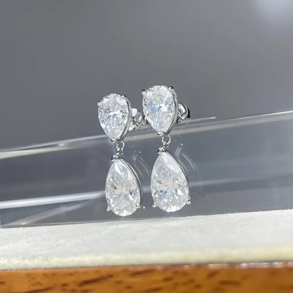 MuShan Brand Jewelry 12ct Moissanite Water Drop Earrings For Women 925 Sterling Silver 12Carat Moissanite Diamond Stud Earrings
