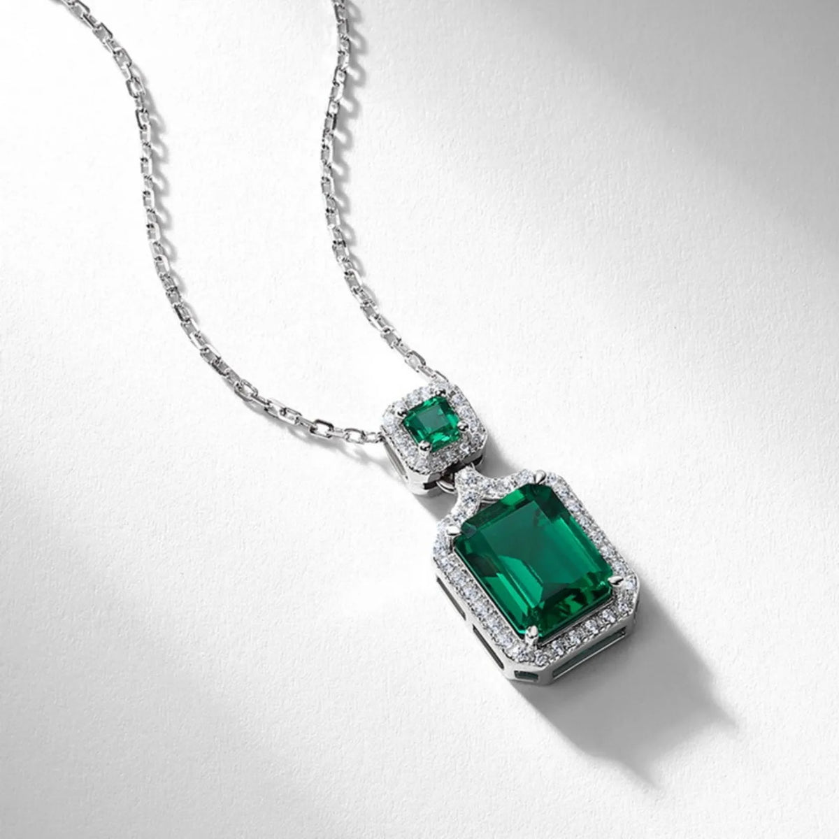 MUSHAN Luxury Jewelry 925 Sterling Silver Chain Pendant Necklace Lab Grown Emerald Ruby Gemstones Necklaces Pendants GRC Jewelry