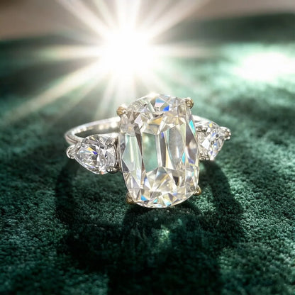 MUSHAN Luxury Jewelry 925 Sterling Silver Ring Band Women GRA Certificated Moissanite Diamond Emerald D Color Rings Fine Jewelry