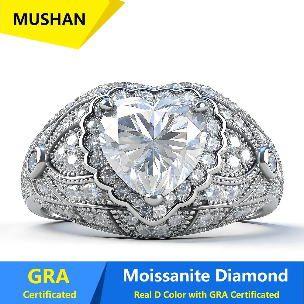 Bague MUSHAN Luxury Jewelry en argent sterling 925 pour femme, avec diamant moissanite émeraude certifié GRA, couleur D, joaillerie fine