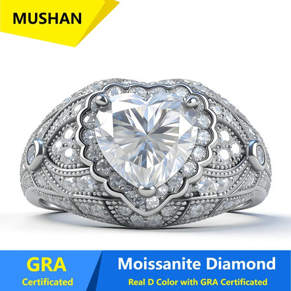 Bague MUSHAN Luxury Jewelry en argent sterling 925 pour femme, avec diamant moissanite émeraude certifié GRA, couleur D, joaillerie fine