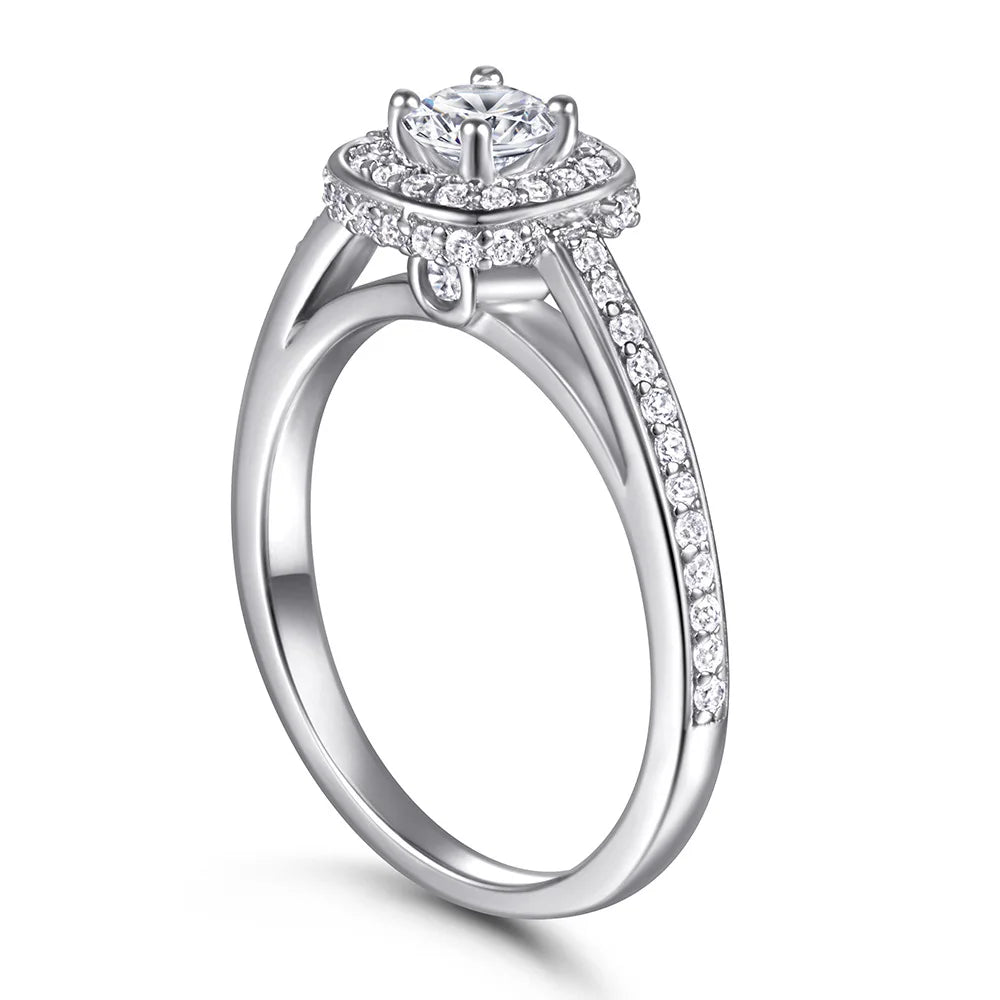 MuShan Jewelry 925 Sterling Silver Rings Bands Rings Bands Ring 7A Cubic Zirconia Rings Bands Engagement Anniversary  Women Gift