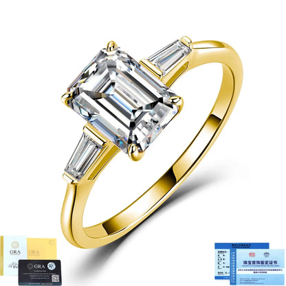 MUSHAN Luxury Jewelry 925 Sterling Silver Ring Band Women GRA Certificated Moissanite Diamond Emerald D Color Rings Fine Jewelry