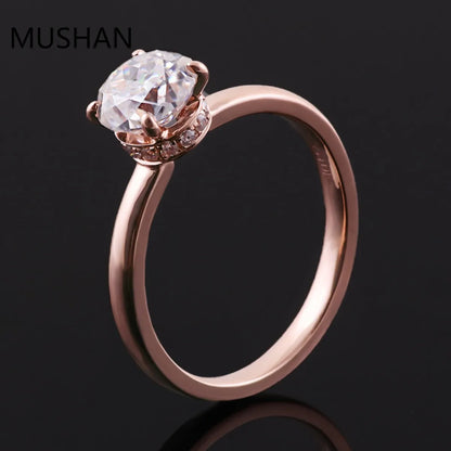 MUSHAN Luxury Custom 14K 18K Gold Rings Band Jewelry With Moissanite Diamond Lab Grown Gemstones Diamond Wedding Ring For Women