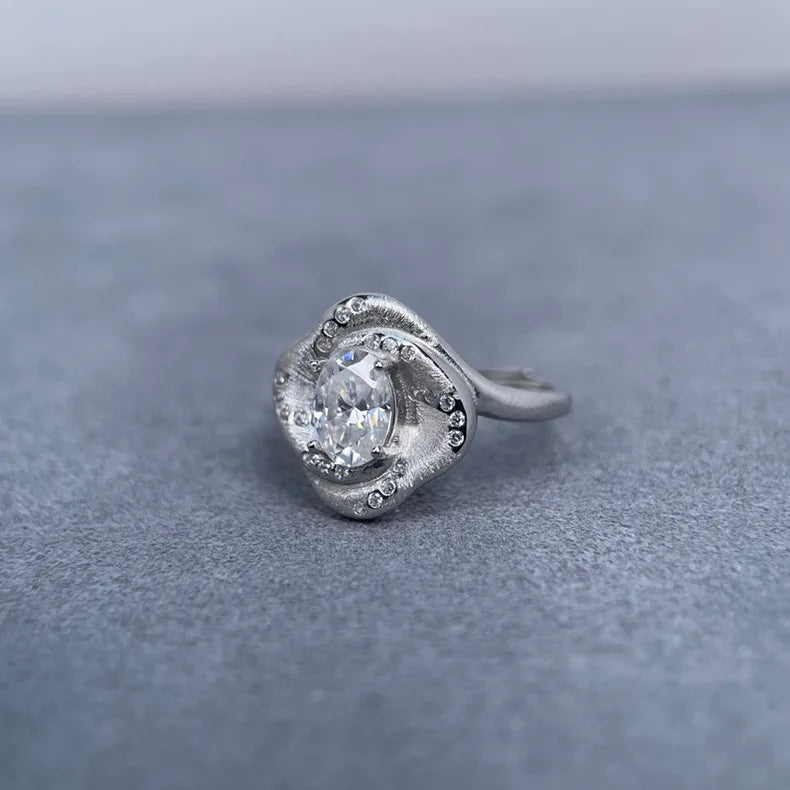 MuShan Designer Jewelry 925 Sterling Silver Ring D Color Moissanite Promise Ring for Women 18K Real Gold Plated MST Patent Rings