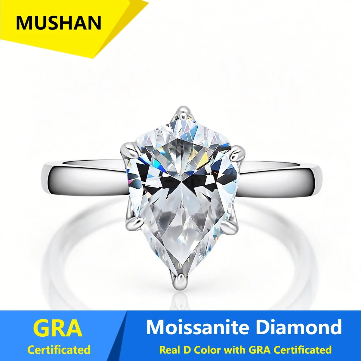 MUSHAN Luxury Jewelry 925 Sterling Silver Ring Band Women GRA Certificate Moissanite Diamond Emerald D Color Rings Fine Jewelry