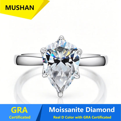 MUSHAN Luxury Jewelry 925 Sterling Silver Ring Band Women GRA Certificate Moissanite Diamond Emerald D Color Rings Fine Jewelry