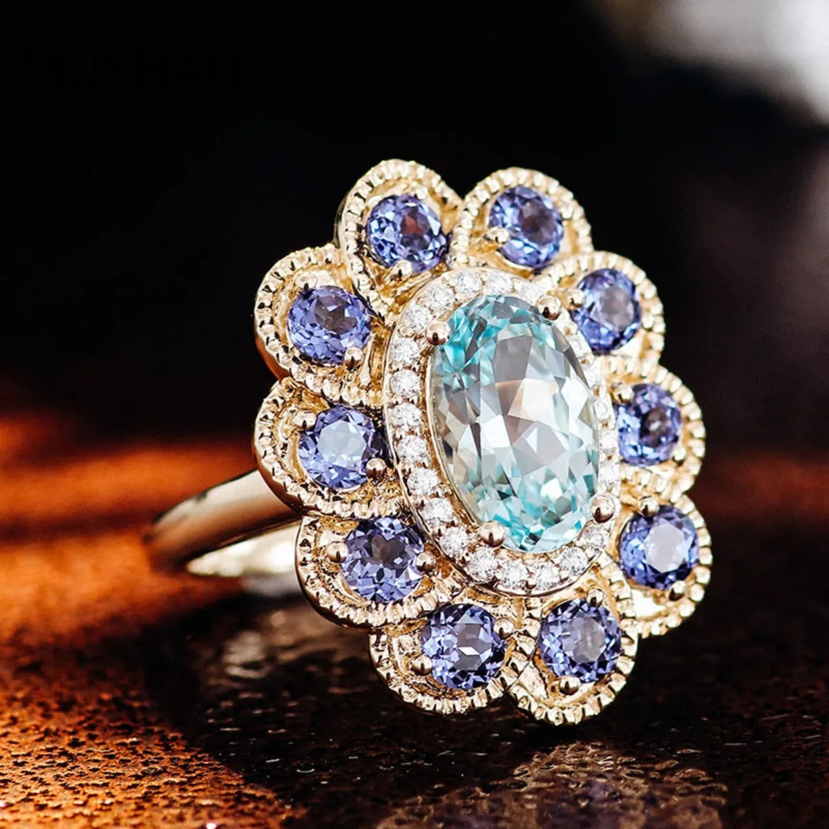MUSHAN Luxury Custom 14K 18K Gold Rings Band Jewelry With Moissanite Diamond Lab Grown Gemstones Diamond Wedding Ring For Women