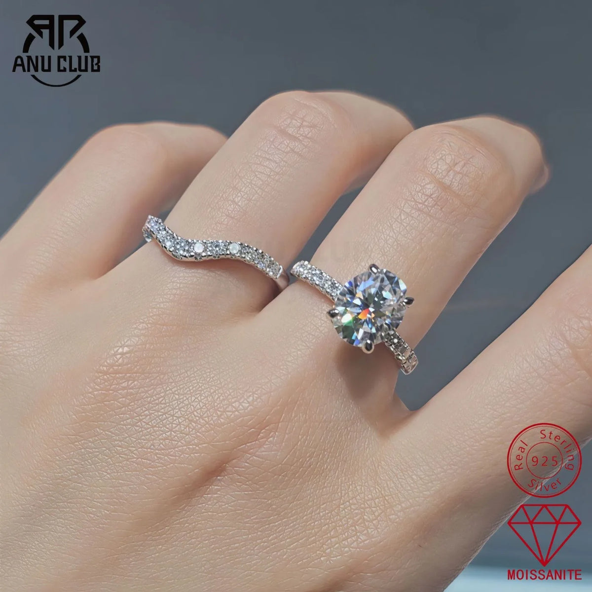 MUHAN Luxury Jewelry  925 Sterling Silver Ring Wedding Band  Women GRA Certificate Moissanite Diamond Rings D Color Fine Jewelry