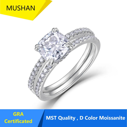 MUHAN Luxury Jewelry  925 Sterling Silver Ring Wedding Band  Women GRA Certificate Moissanite Diamond Rings D Color Fine Jewelry