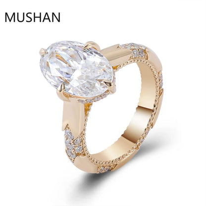MUSHAN Luxury Custom 14K 18K Gold Rings Band Jewelry With Moissanite Diamond Lab Grown Gemstones Diamond Wedding Ring For Women