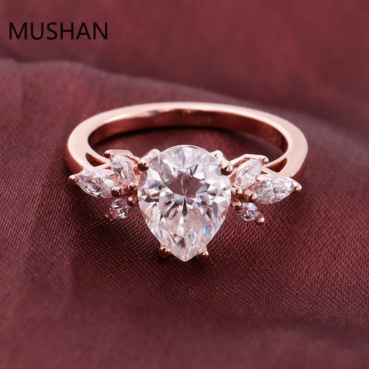 MUSHAN Luxury Custom 14K 18K Gold Rings Band Jewelry With Moissanite Diamond Lab Grown Gemstones Diamond Wedding Ring For Women